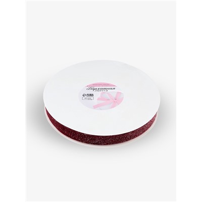 Лента бархатная, с серебряным люрексом, 20 мм, 18±1 м, бордовая №46