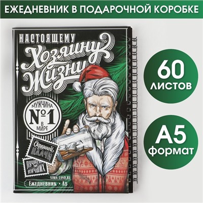 Ежедневник А5, 60 листов, недатированный, в подарочной коробке «Хозяину жизни»