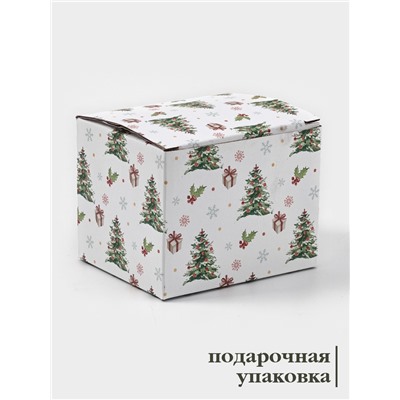 Кружка Доляна «Новый год. Олени», 380 мл, фарфор, белая