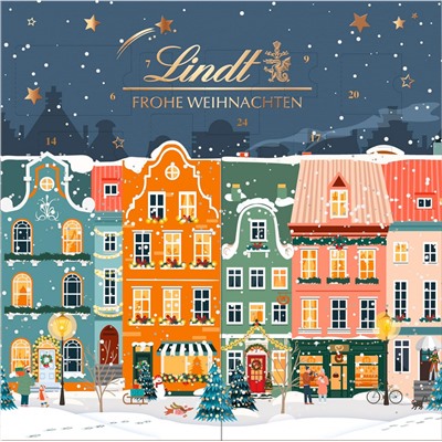 Lindt Winterhauser 2025 Advent Calendar 153 g, Линдт Адвент-календарь 2025, 24 сладких сюрприза, 36см х 36см, 153 грамма
