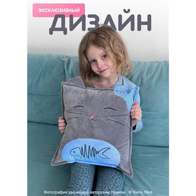 Декоративная Подушка Кот 35х35, серая