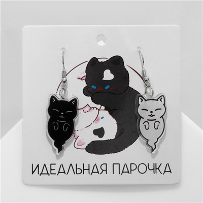 Серьги акриловые «Котики» духи, цвет чёрно-белый