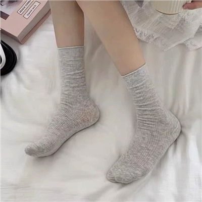 Cotton thin retro knee socks, mid-length, french style