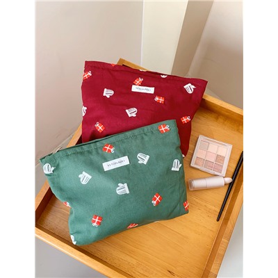 Capacious cosmetic bag, handheld liner to go out, small clutch bag, for import, with embroidery, high-end