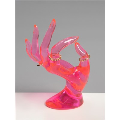 Подставка для украшений QF «Рука», 10.5×8×16 см, розовая