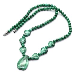 Колье Сердце из малахита натурального, 47см