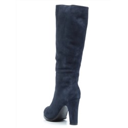 02-F65-011M DARK BLUE Сапоги зимние женские (натуральная замша, натуральный мех (полностью))