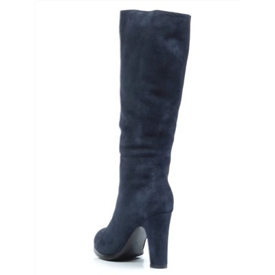 02-F65-011M DARK BLUE Сапоги зимние женские (натуральная замша, натуральный мех (полностью))