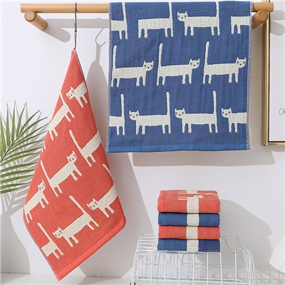 Towel Korean spotted cat four-layer cotton gauze large square towel wipe hand towel export kitchen towel factory price wholesale