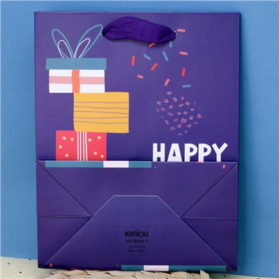Пакет подарочный (S) «Happy Birthday», purple (18*23*10)
