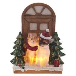 Фигурка декоративная с подсветкой "Кошечка и песик", L13 W8 H16 см