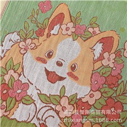Zhiyang towel, four-layer cotton jacquard gauze corgi puppy square towel, soft absorbent kitchen towel factory price wholesale