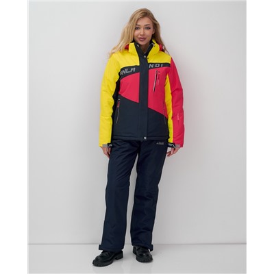 Горнолыжный костюм женский зимний темно-синего цвета 02803TS