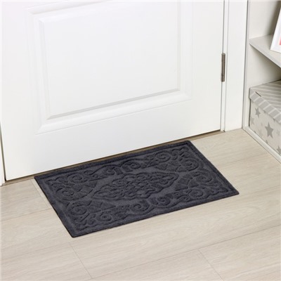 Коврик влаговпитывающий придверный без окантовки Доляна «Восточная сказка», 40×60 см, серый