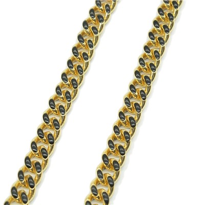 Цепочка для украшений, звено 8*10мм с эмалью, цв.золотистый, черный, 50см