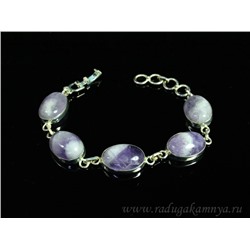 Браслет аметист в посеребрении "Овал", 17 см
