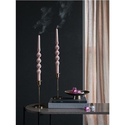 Набор из двух свечей цвета пыльной розы из коллекции Essential, 35 см