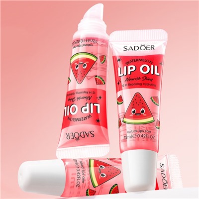 Фруктовый блеск для губ с Арбузом прозрачный Sadoer, 12 мл.