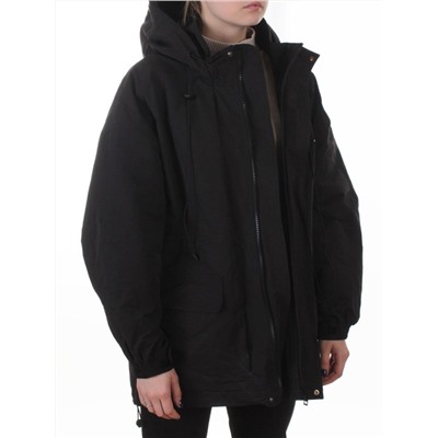 3096 BLACK Куртка демисезонная женская (100 гр. холлофайбер)