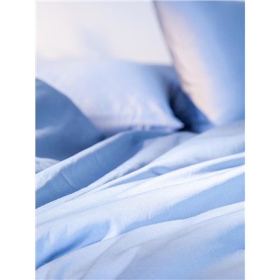 Комплект постельного белья из премиального сатина джинсово-синего цвета из коллекции Essential, 150х