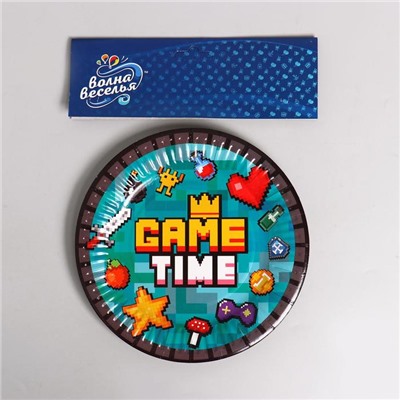 Тарелка бумажная Game Time, 18 см, набор 6 шт.