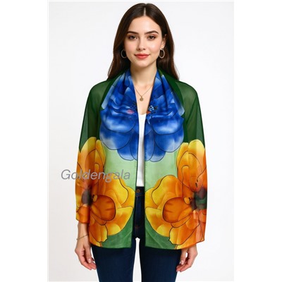 Шарф шифоновый с цветочным рисунком 3D Арт М52/3