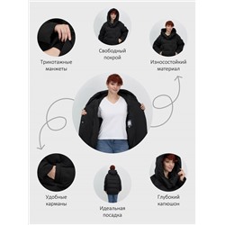 Куртка зимняя женская с капюшоном модная черного цвета 7651Ch