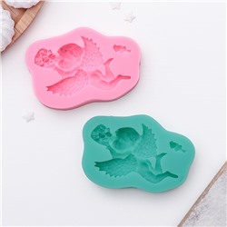 Молд для заливки «Ангел с букетом», силикон, 9.3×6×1.9 см, розовый