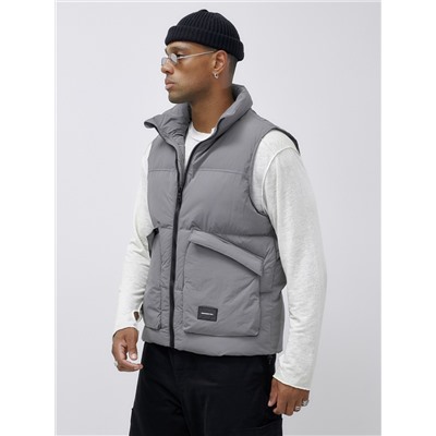 Жилет мужской утепленный спортивный серого цвета 15322Sr