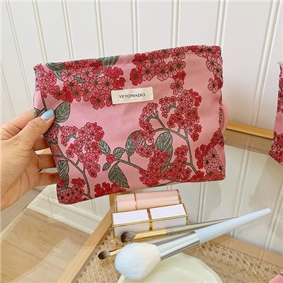 Brand retro cloth, cosmetic bag, shoulder bag, small clutch bag, storage system with zipper, flowered