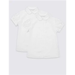 2pk Girls' Pintuck Easy Iron School Shirts (2-16 Yrs)