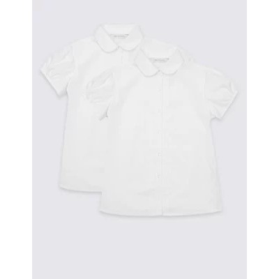 2pk Girls' Pintuck Easy Iron School Shirts (2-16 Yrs)