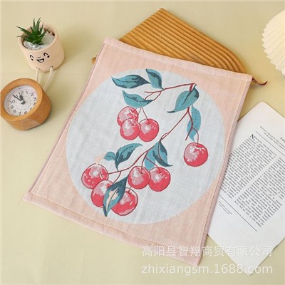 Cotton gauze cartoon scarf, soft children's strap for early age for face washing, 34×40cm