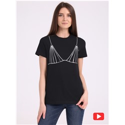 футболка 1ЖДФК4028804; черный / Серебряная цепочка