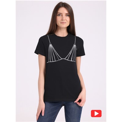 футболка 1ЖДФК4028804; черный / Серебряная цепочка