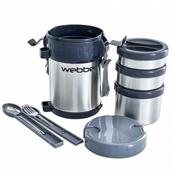 Термос WEBBER SSL-2000N пищивой нерж 2,0л 3 контейнера ложка вилка (12) оптом
