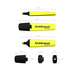 Маркер текстовыделитель ErichKrause V-12, 0.6-5.2 мм, флуоресцентные чернила на водной основе, жёлтый