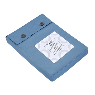 Простыня на резинке из премиального сатина джинсово-синего цвета из коллекции Essential,  160х200х30