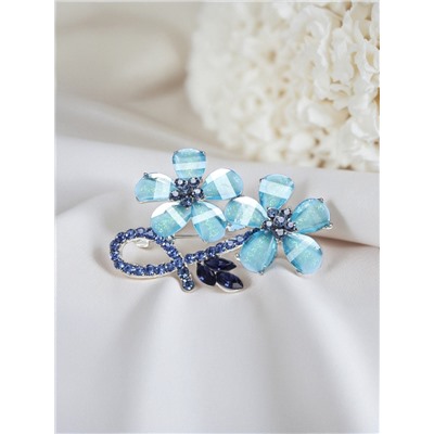 Брошь «Цветы» лютики, цвет голубой в серебре