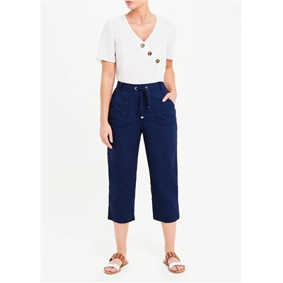 Cropped Poplin Utility Trousers