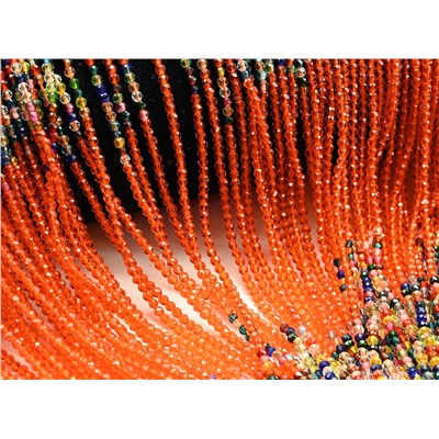 Бусины из шпинели шарик гр.2мм цв.оранжевый, ассорти, 37см, 197 бусин