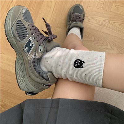 Spring summer brand cartoon cute knee socks, with embroidery, mid-length, 24 years, Korean style