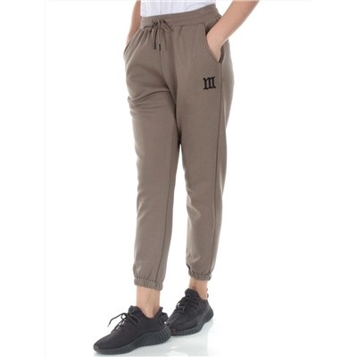 E752 GRAY/BEIGE Брюки спортивные утепленные женские (хлопок 95%, полиэстер 5%)