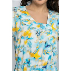 Платье Весенний луг (бирюзовый мультиколор) П13215-3М