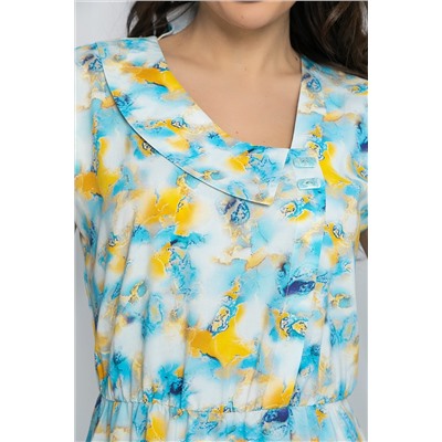 Платье Весенний луг (бирюзовый мультиколор) П13215-3М