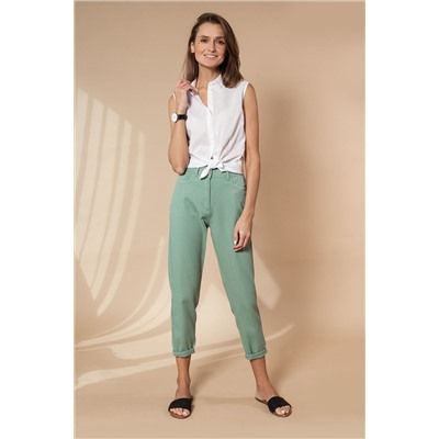 Базовая блузка из легкого хлопка с плетеной полосой