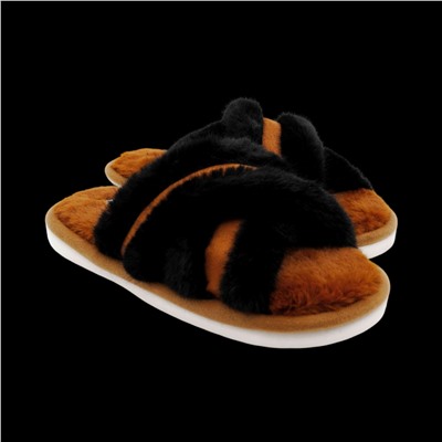Тапочки меховые 10331 черно коричневые