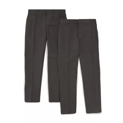 Boys' 2pk Skinny Leg School Trousers (2-18 Yrs)
