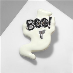 Брошь Boo, привидение, цвет чёрно-белый в серебре
