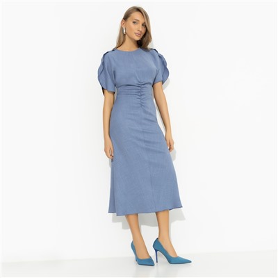 Платье с драпировкой и воланами, Прямое попадание (голубое)